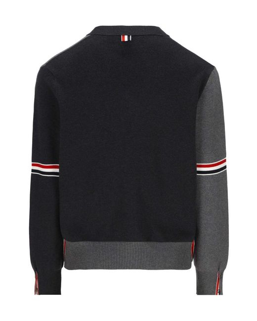 Thom Browne Black Color-Block Buttoned Cardigan for men