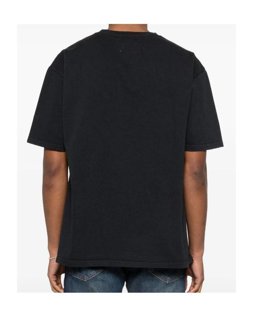 Rhude Black Graphic-Print Crewneck T-Shirt for men