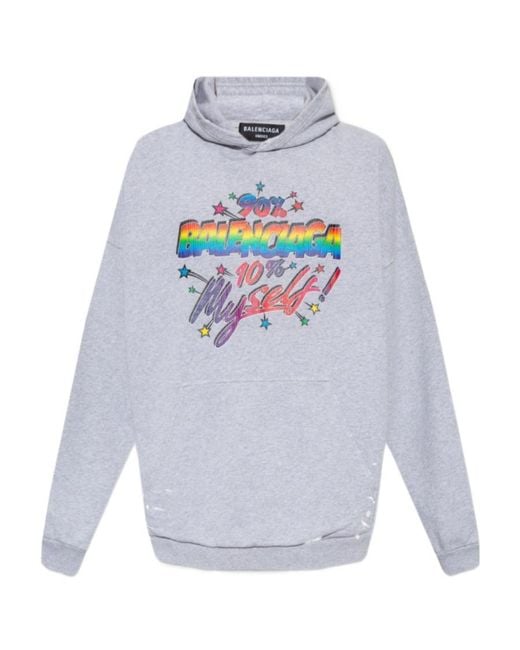 Balenciaga White Graphic Wide-Fit Hoodie for men