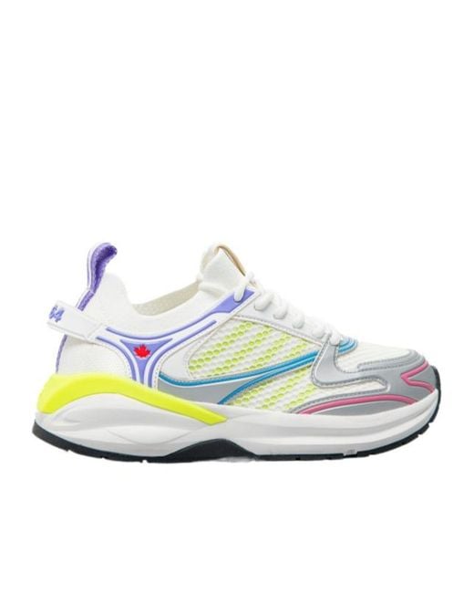 DSquared² White Dash Panelled Lace-Up Sneakers