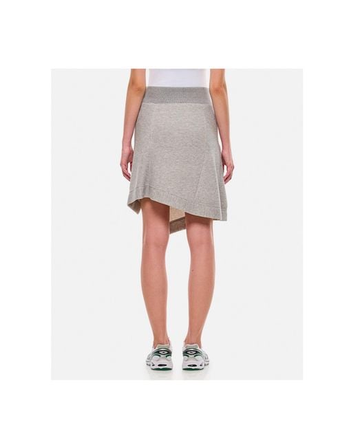 Sacai Gray High Waist Mini Asymmetric Skirt