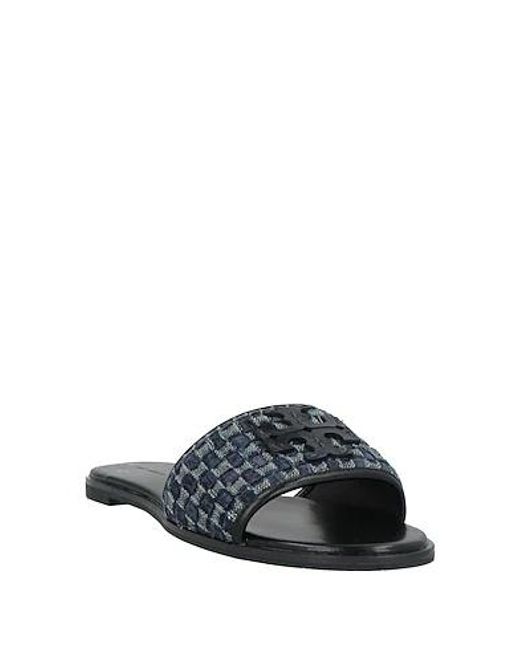 Tory Burch Blue Checkered Slippers