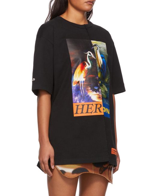 Heron Preston Black Ss Tee Os Split Herons for men