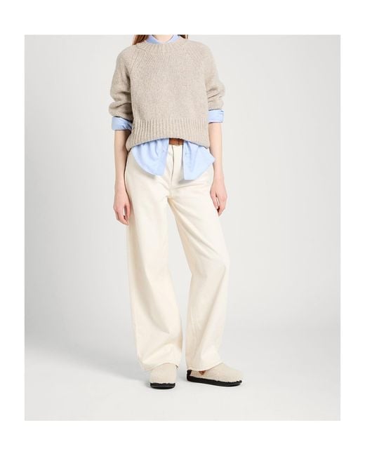 MAX&Co. White Loose-Fitting High-Waisted Jeans
