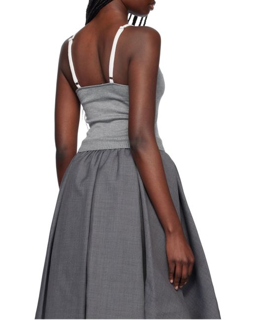 ShuShu/Tong Gray Patchwork Knit Sling Tank Top