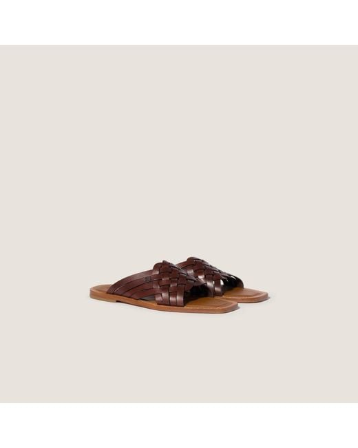 Miu Miu Brown Woven Flat Sandals