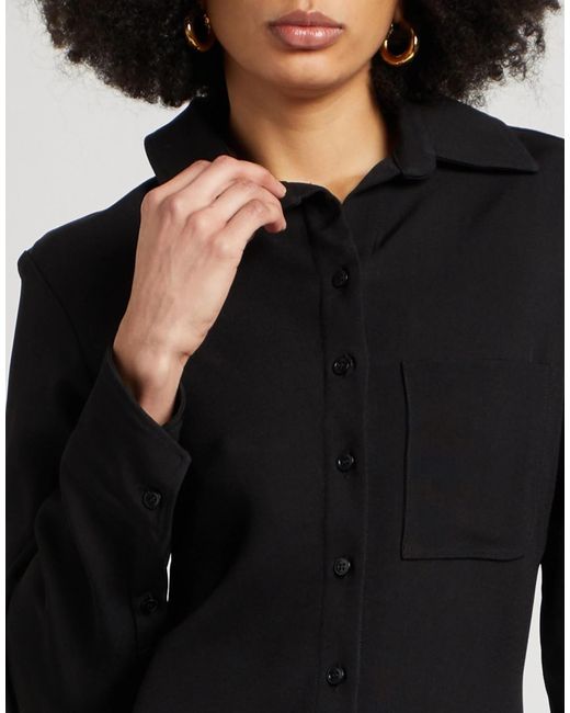Tory Burch Black Solid Long-Sleeve Blouse
