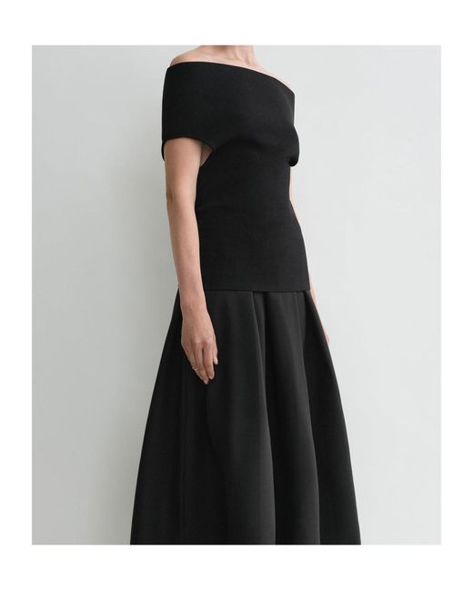 Totême  Black Totême Off-Shoulder Knitted Top