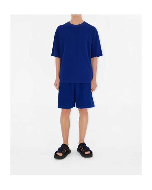 Burberry Blue Ekd-Print Drawstring Shorts for men