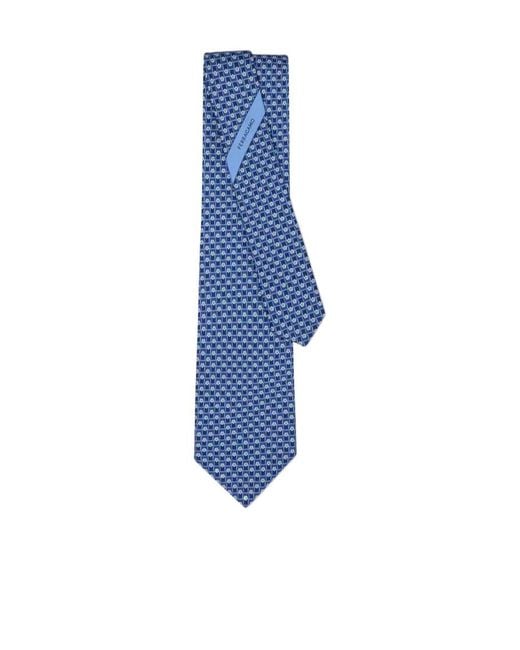 Ferragamo Blue Tournament Print Silk Tie for men