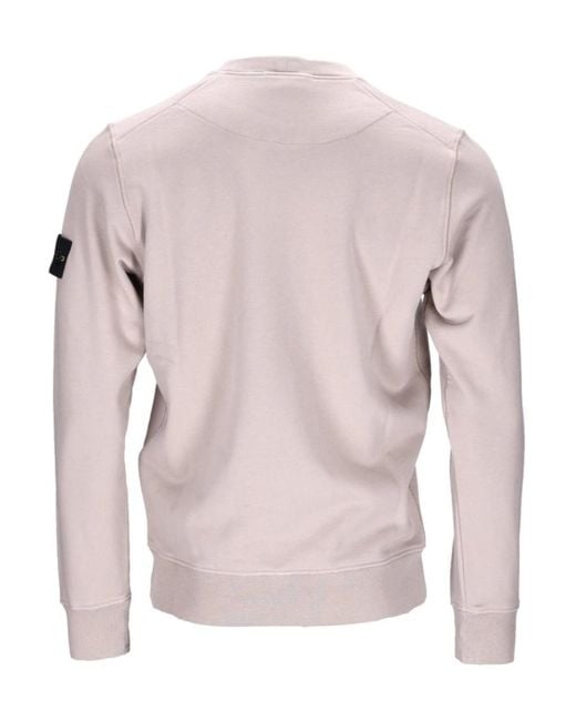 Stone Island Pink Logo Patch Crewneck Sweatshirt for men