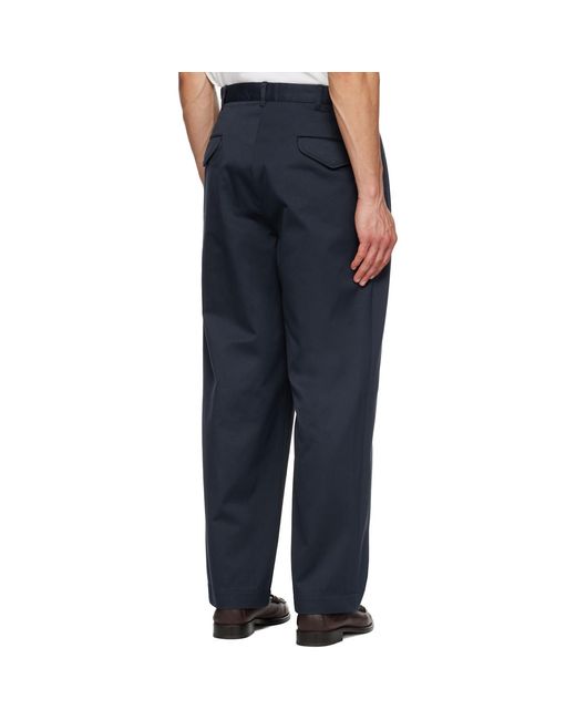 Nanamica Blue Double-Pleated Casual Pants for men