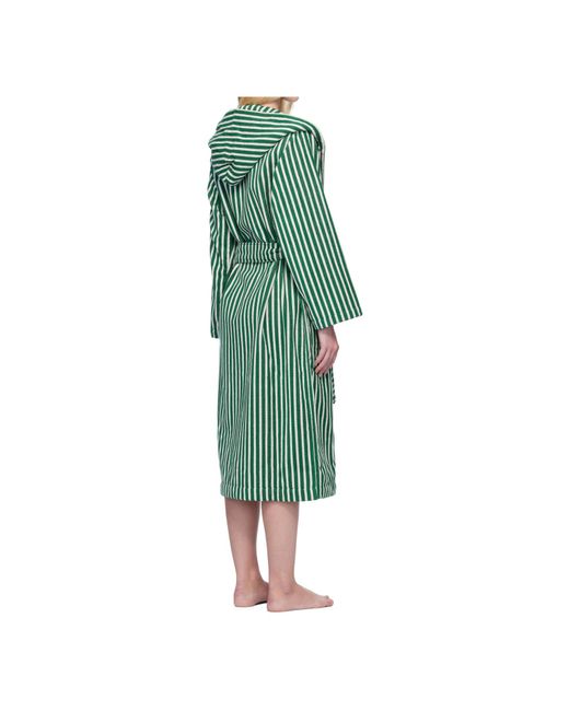 Tekla Green Striped Robe for men