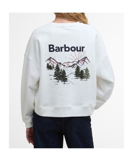 Barbour White Crew Neck Sweatshirt