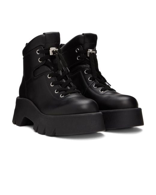 Gianvito Rossi Black Lace-Up Boots