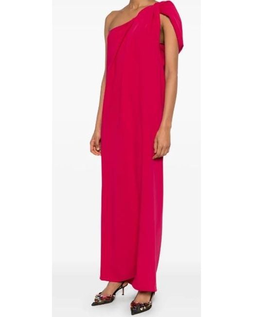 P.A.R.O.S.H. Red One-Shoulder Draped Dress