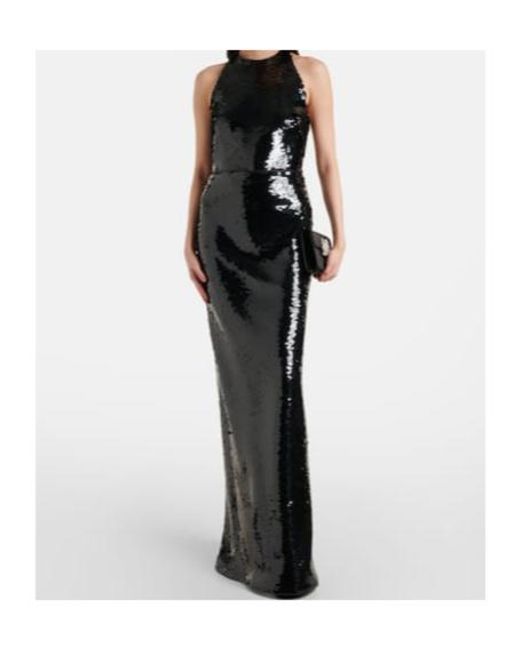 Safiyaa Black Santina Sequined Gown
