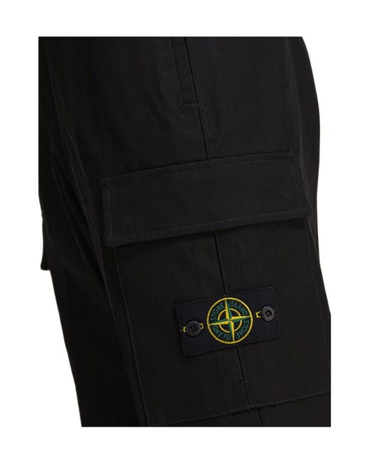 Stone Island Black Loose Fit Cargo Trousers for men