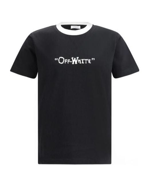 Off-White c/o Virgil Abloh Black Logo Printed Crewneck T-Shirt for men