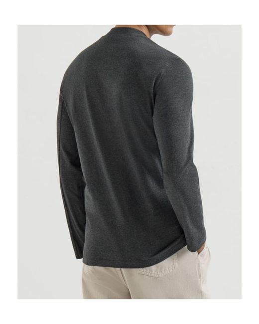 Brunello Cucinelli Gray Long-Sleeve Mock-Neck T-Shirt for men