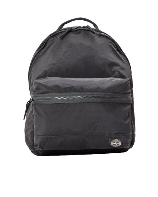 Stone Island Gray Zip Pocket Backpack for men