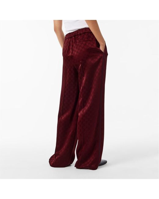 Gucci Red Logo Wide-Leg Track Pants