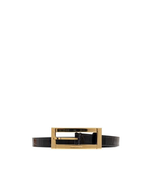 DSquared² White Logo Engraved Buckle Belt