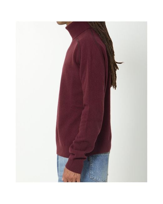 Maison Margiela Red Contrast-Trim Roll-Neck Sweater for men