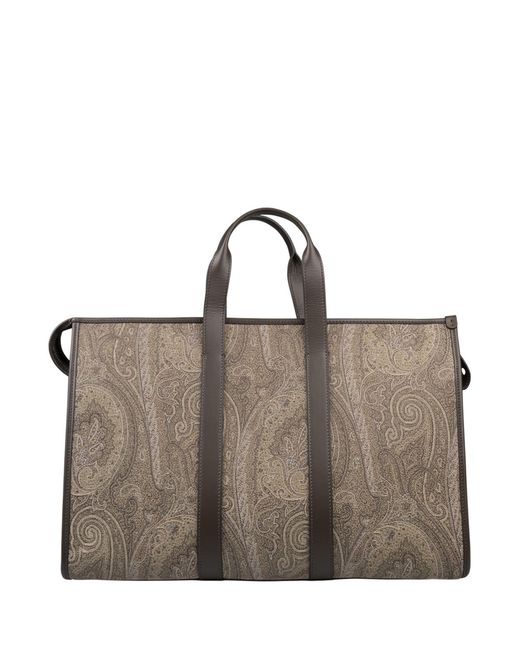 Etro Brown Paisley Printed Travel Bag for men