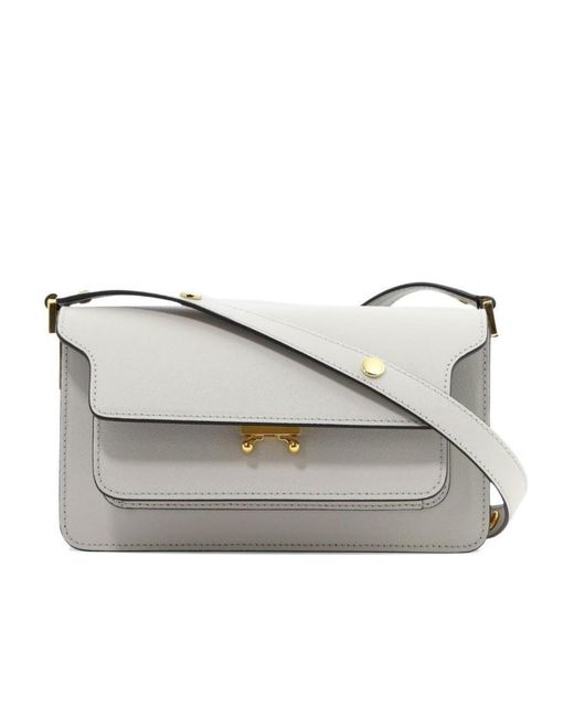 Marni Gray New Trunk Foldover Top Shoulder Bag