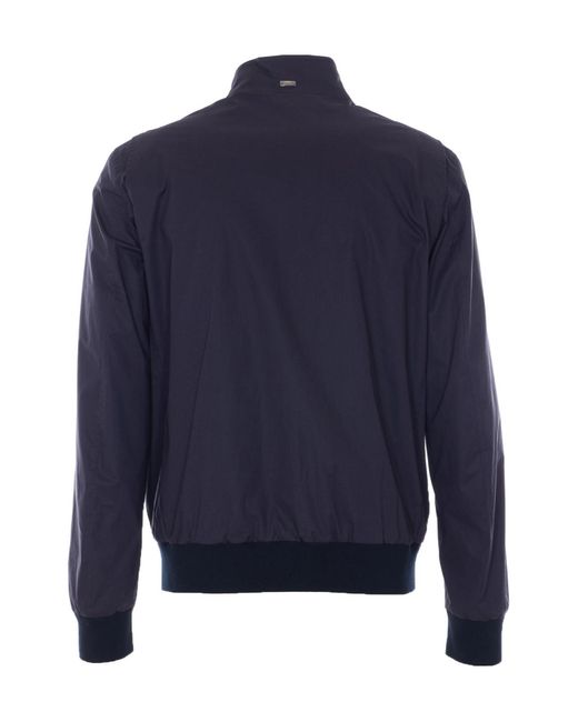 Herno Blue High-Neck Zip-Up Jacket for men