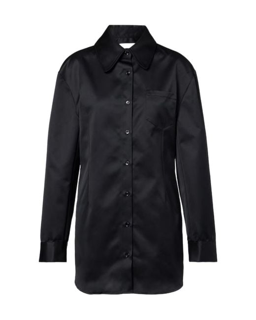 Frankie Shop Blue Akita Satin Shirt Dress
