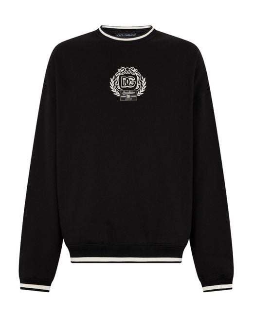 Dolce & Gabbana Black Logo-Detail Ribbed-Knit Sweater for men