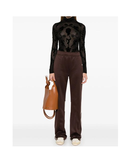 Casablanca Black Devor-Effect High Neck Bodysuit