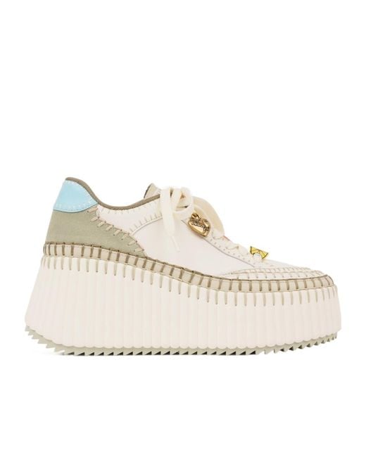 Chloé Natural Chloé Nama Wedge Sneakers