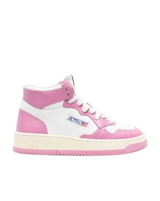 Autry Pink Medalist High-Top Sneakers