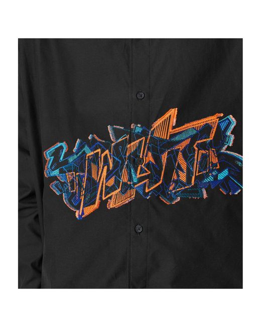 Off-White c/o Virgil Abloh Black Loose Long-Sleeve Shirt With Graffiti Print for men