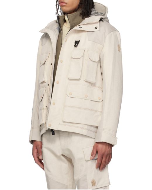 Moncler White Grenoble Spur Hooded Field Jacket for men