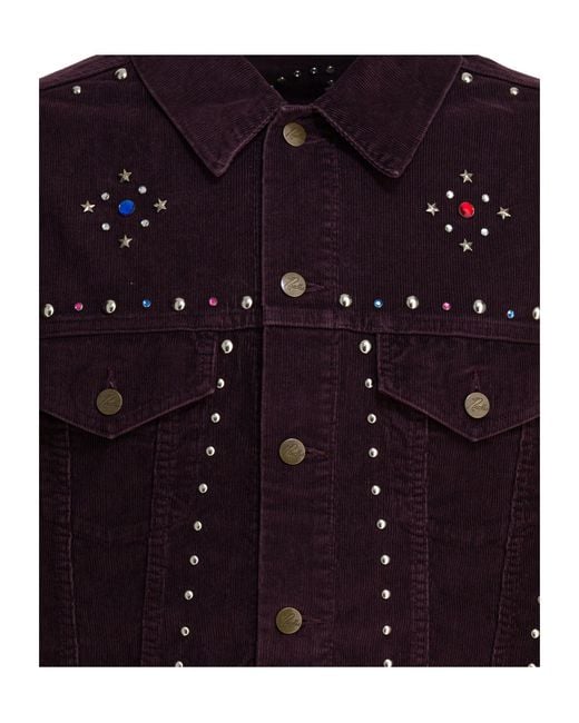 Needles Blue Embellished Buttoned Corduroy Jacket for men