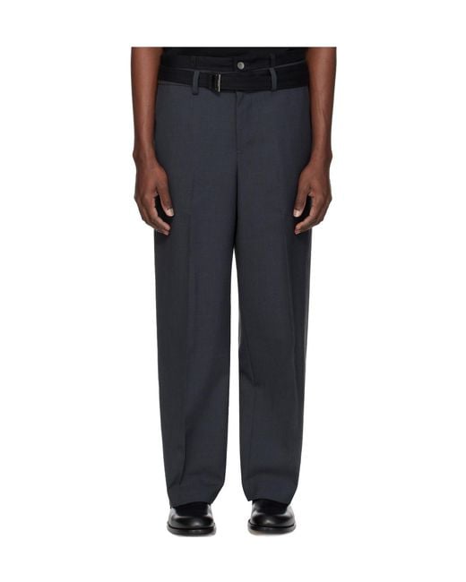 Sacai Black Wool Blend Casual Pants for men