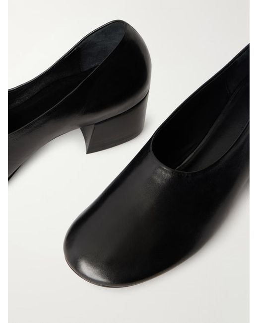 Khaite Black Solid Leather Pumps