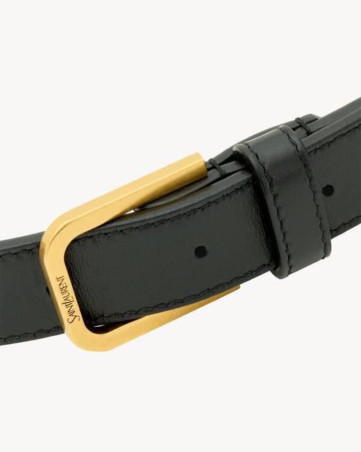 Saint Laurent White Minimal Logo Engraved Belt for men