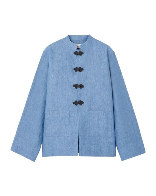 Rohe Blue Mandarin Linen Jacket