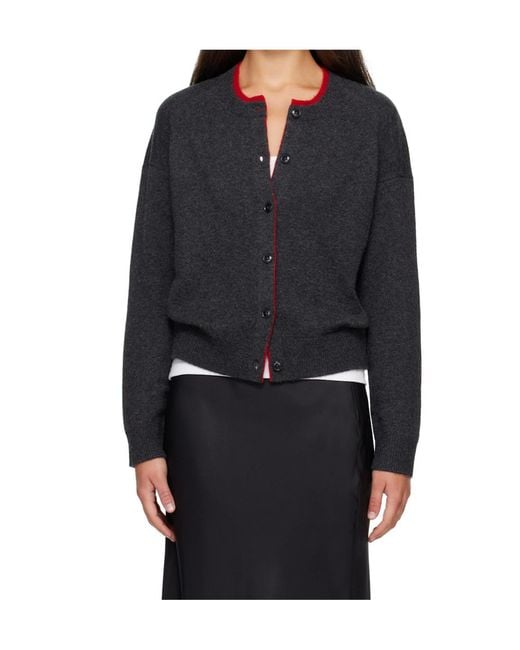 Loulou de Saison Black Two-Tone Cashmere Cardigan