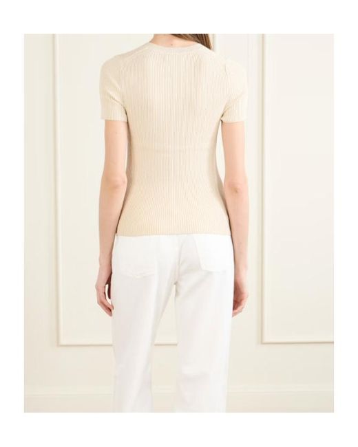 Nili Lotan White V-Neck Knit T-Shirt