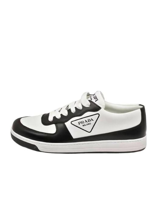 Prada White Logo Low-Cut Skate Shoes for men