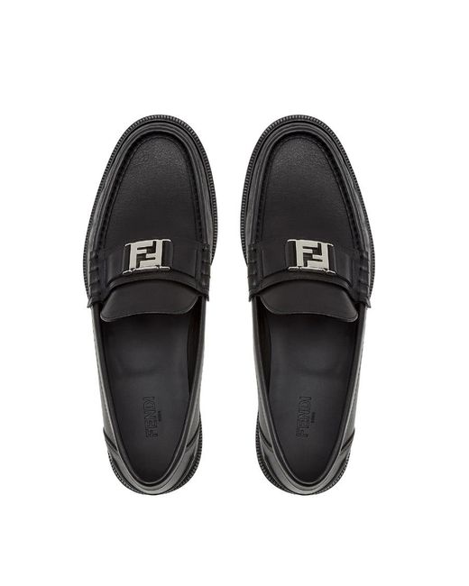 Fendi Black Ff Squared Loafers for men