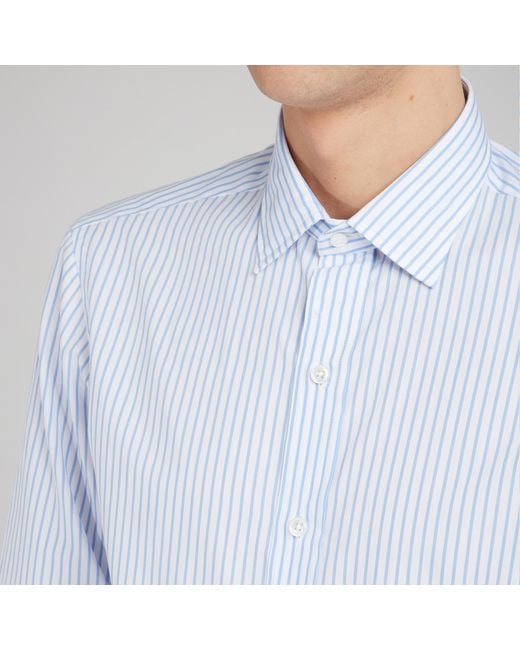 Salvatore Piccolo Blue Striped Long-Sleeved Shirt for men