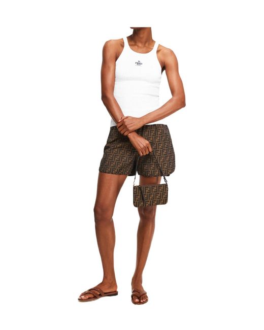 Fendi White Thin Strap Tank Top