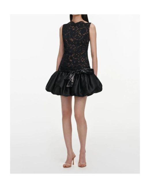 Self-Portrait Black Lace Bubble Hem Mini Dress